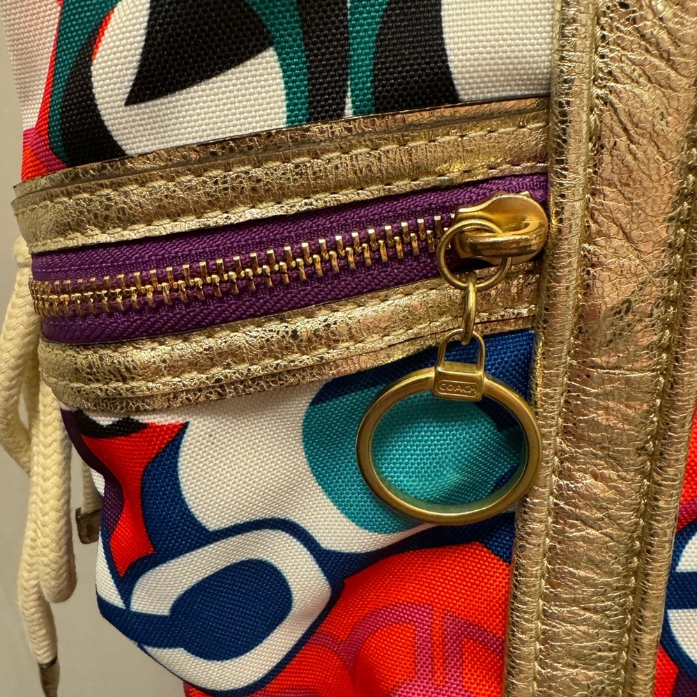 Coach Multicolor Tote Bag with Gold Accents - Picture 9 of 11